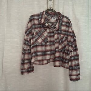 Plaid Crop Jacket in Red and Gray